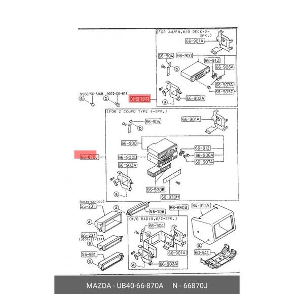 1986 OEM Mazda B2000 Clarion AM/FM Radio RT-3015I B-N UB40-66-870A 290-3901-00 - Picture 3 of 3